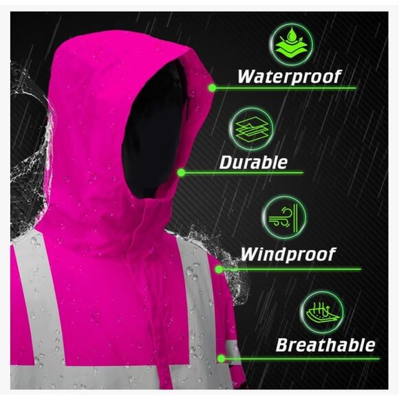 HiVis Custom Color US Flag High Visibility Hoodie for Men Women Reflective - Picture 6 of 8